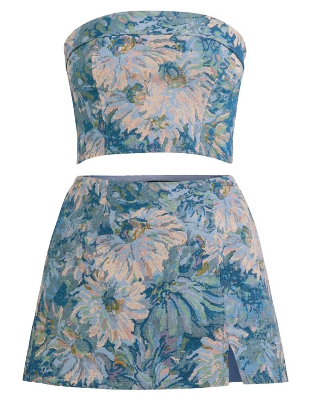 Madden 2 piece brocade Mini Skirt and Renaissance corset top in Teal - Women's